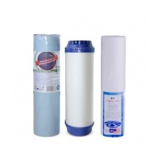 Mosogató alá szerelhető háromfázisú ivóvíztisztító szűrőbetét csomagban