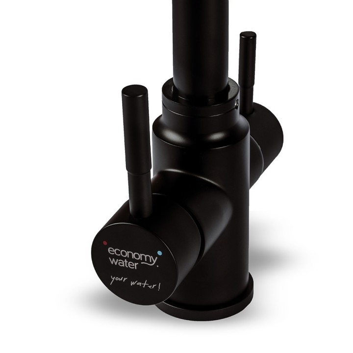 Konyhai csaptelep víztisztítóhoz, 3-utas, Modern dizájn, HAJLÍTOTT, MATT FEKETE