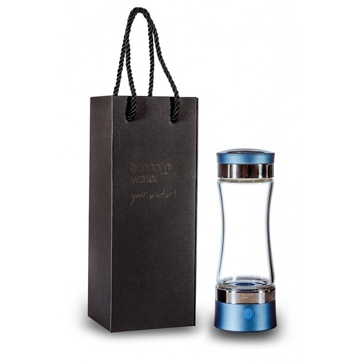 Hordozható hidrogénes víz készítő kulacs, kék színben