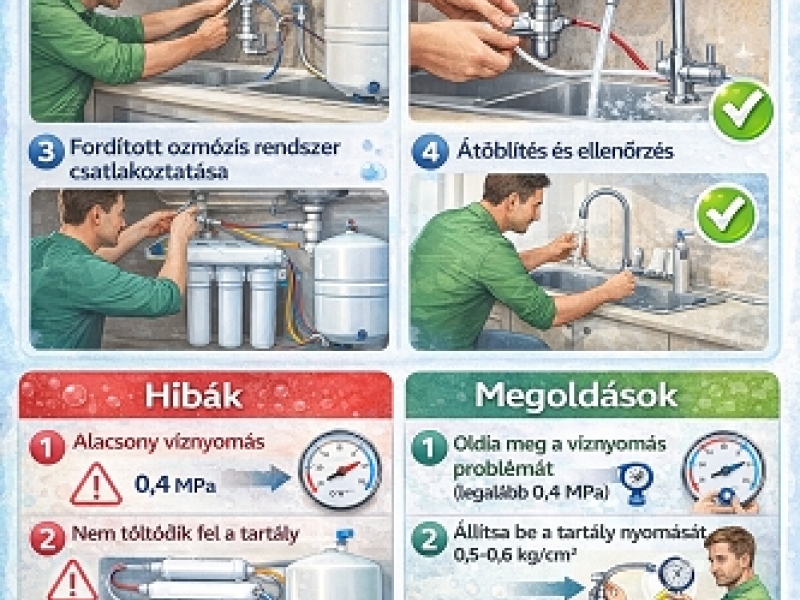 Fordított ozmózis víztisztító bekötési és hibaelhárítás útmutató!